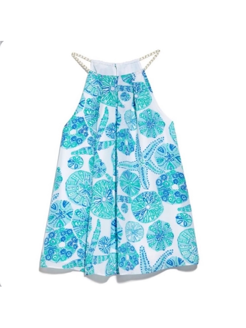 Lilly Pulitzer for Target White Halter Aqua & Teal Sand Dollar Tank (S)